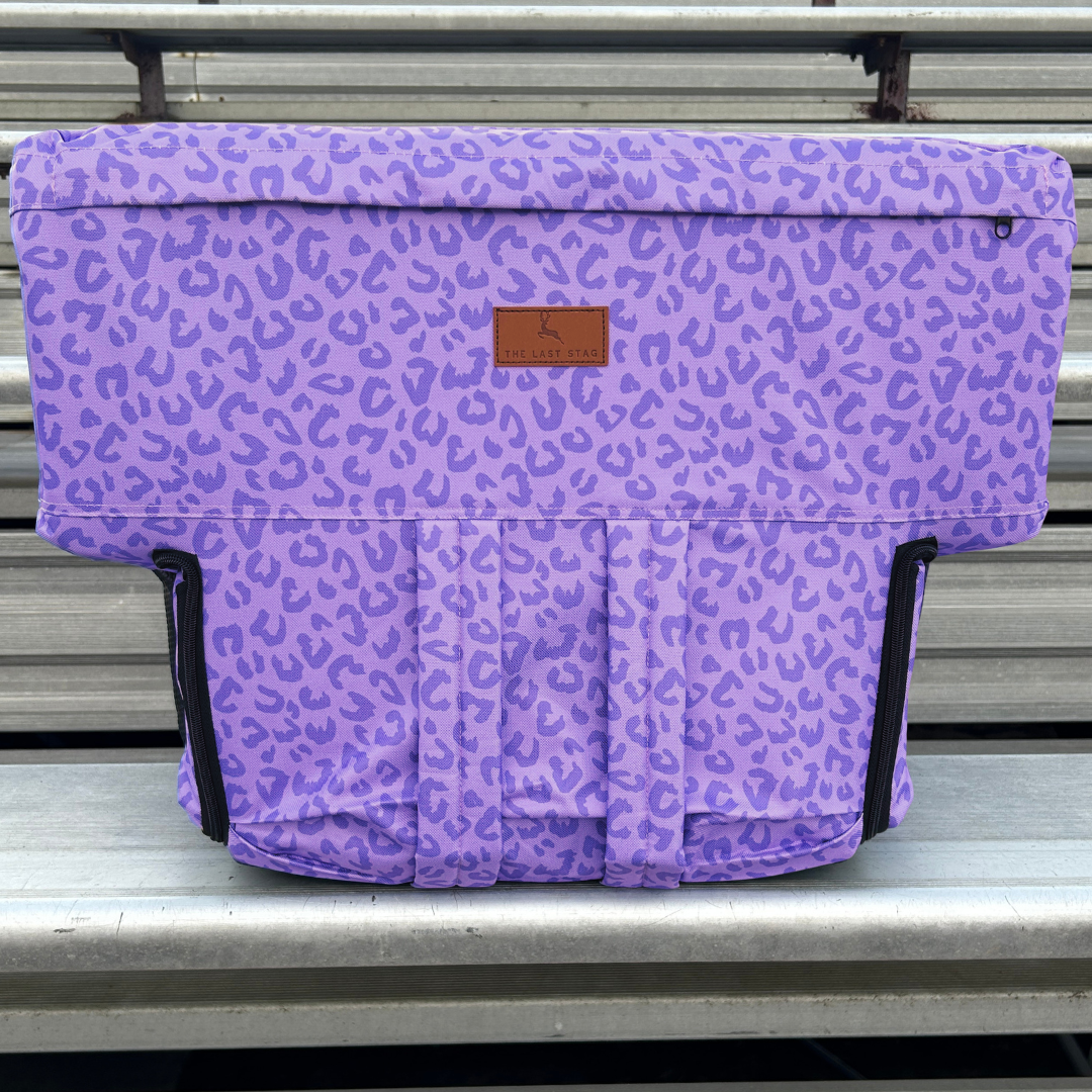Purple Leopard 23" Stadium Seat with Armrests