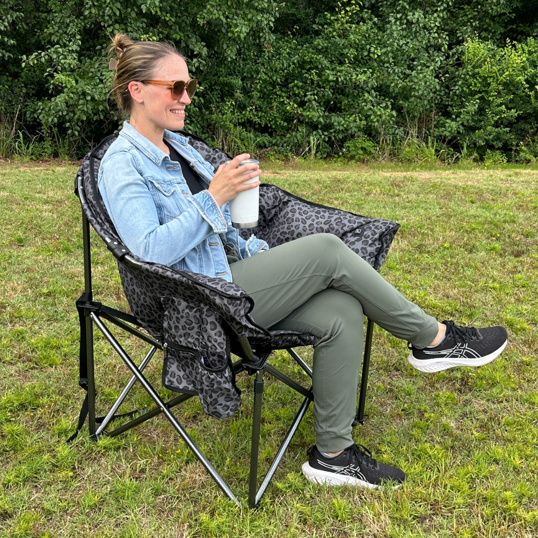 Black Leopard - Heated Camping Chair