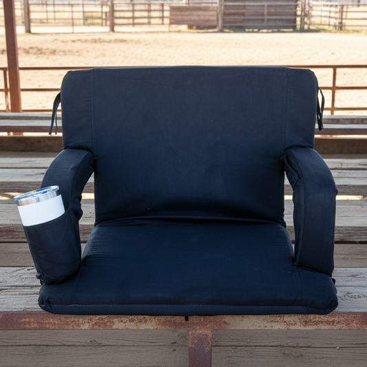 Black Suede with Fringe 23" Stadium Seat with Armrests