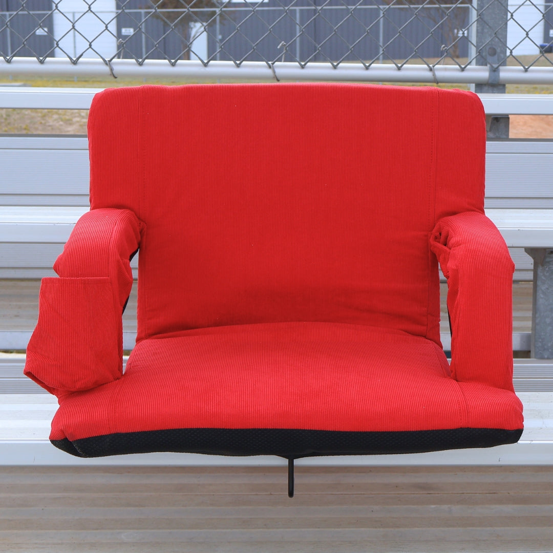 Red Corduroy 23" Stadium Seat with Armrests