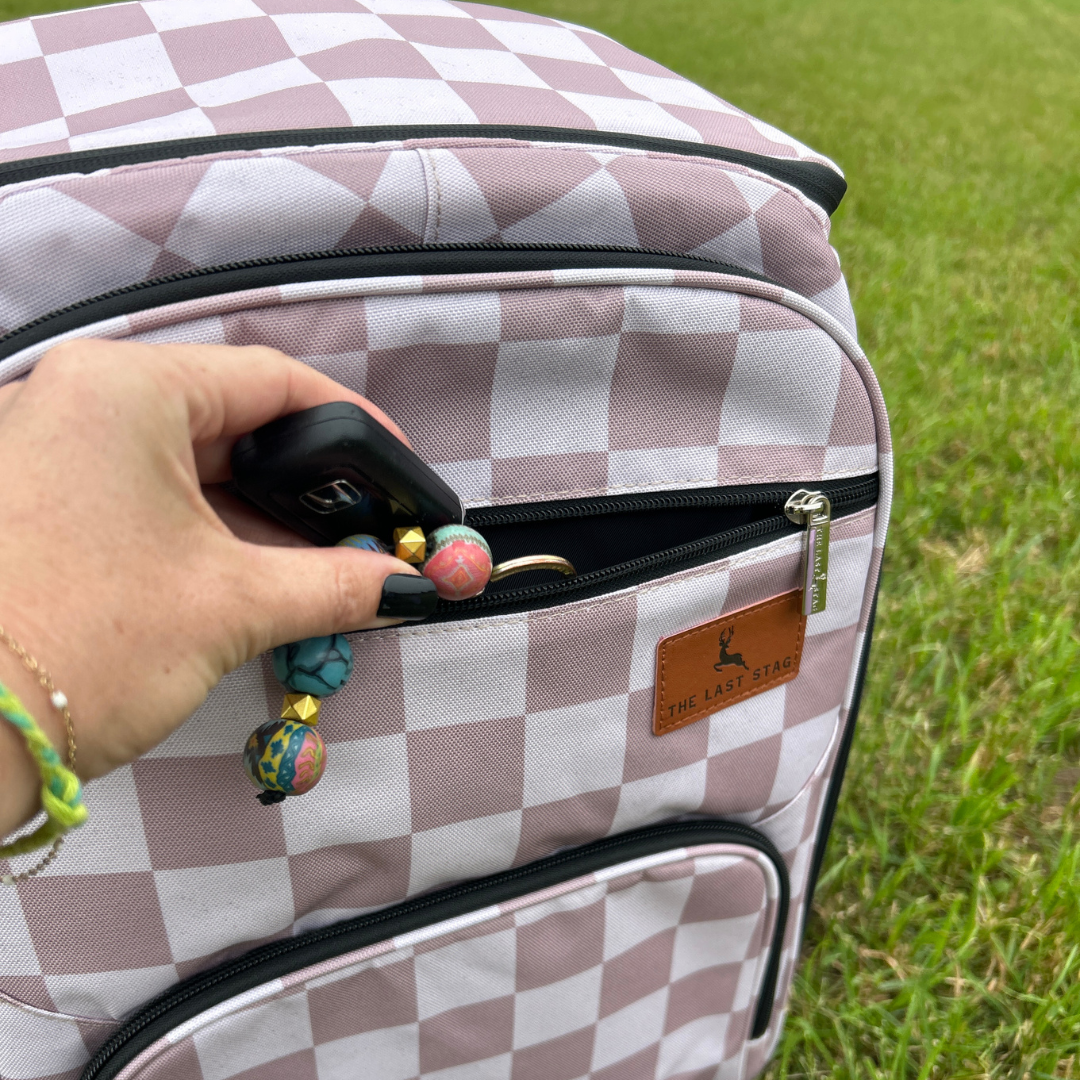 Speckled Beige Checkerboard Backpack Cooler