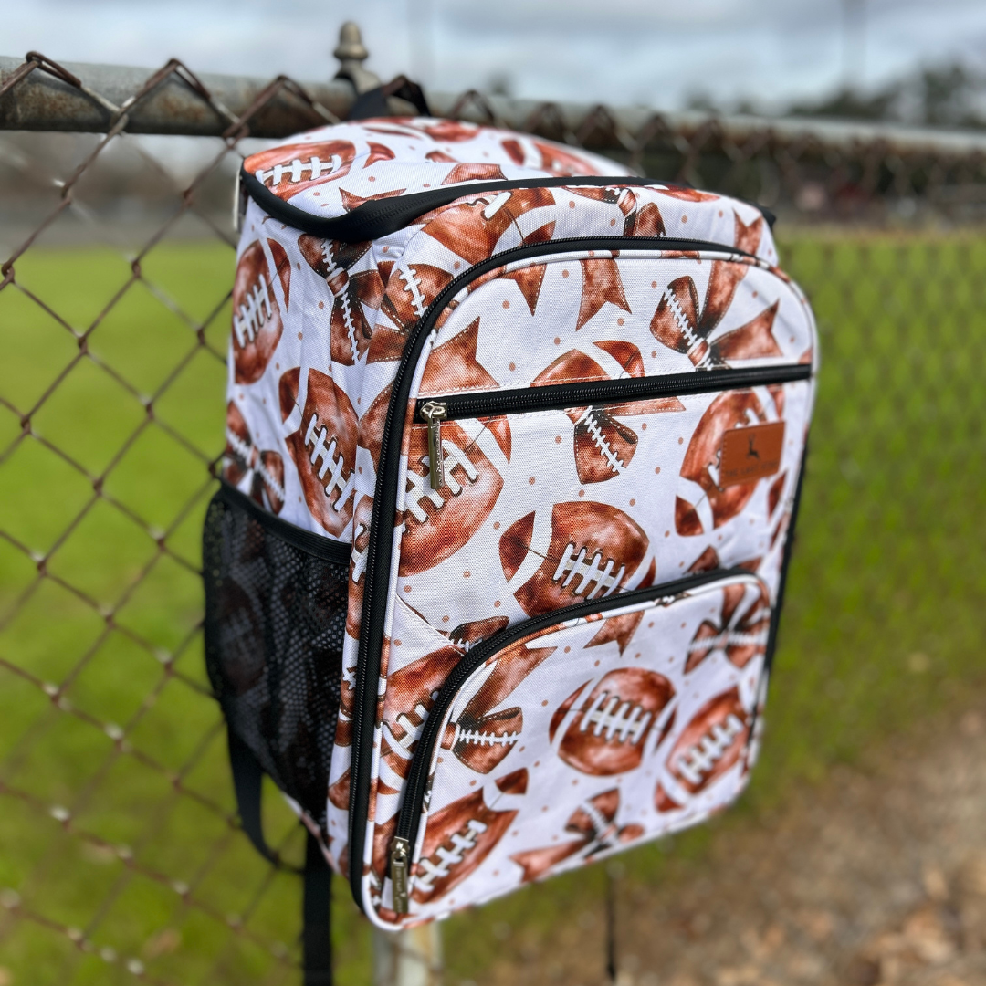 Footballs & Bows Backpack Cooler