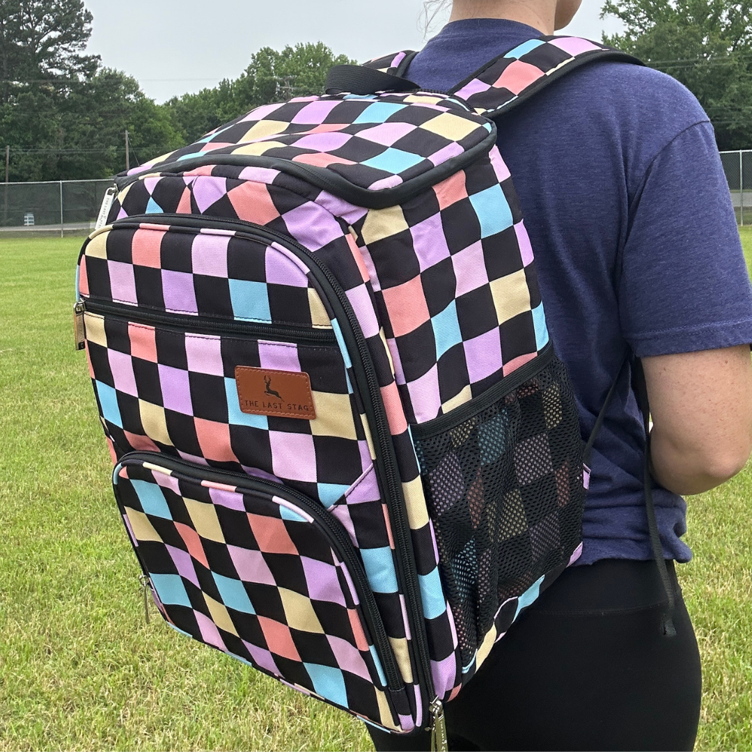 Retro Checkerboard Backpack Cooler