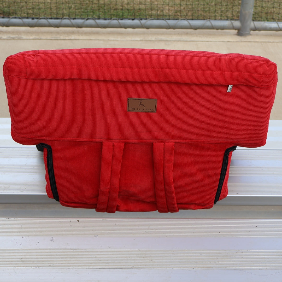 Red Corduroy 23" Stadium Seat with Armrests