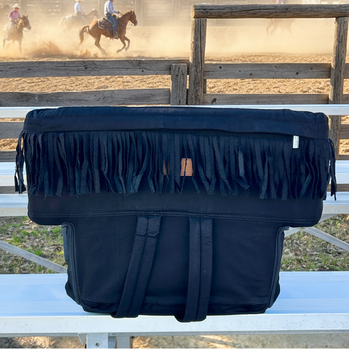 Black Suede with Fringe 23" Stadium Seat with Armrests