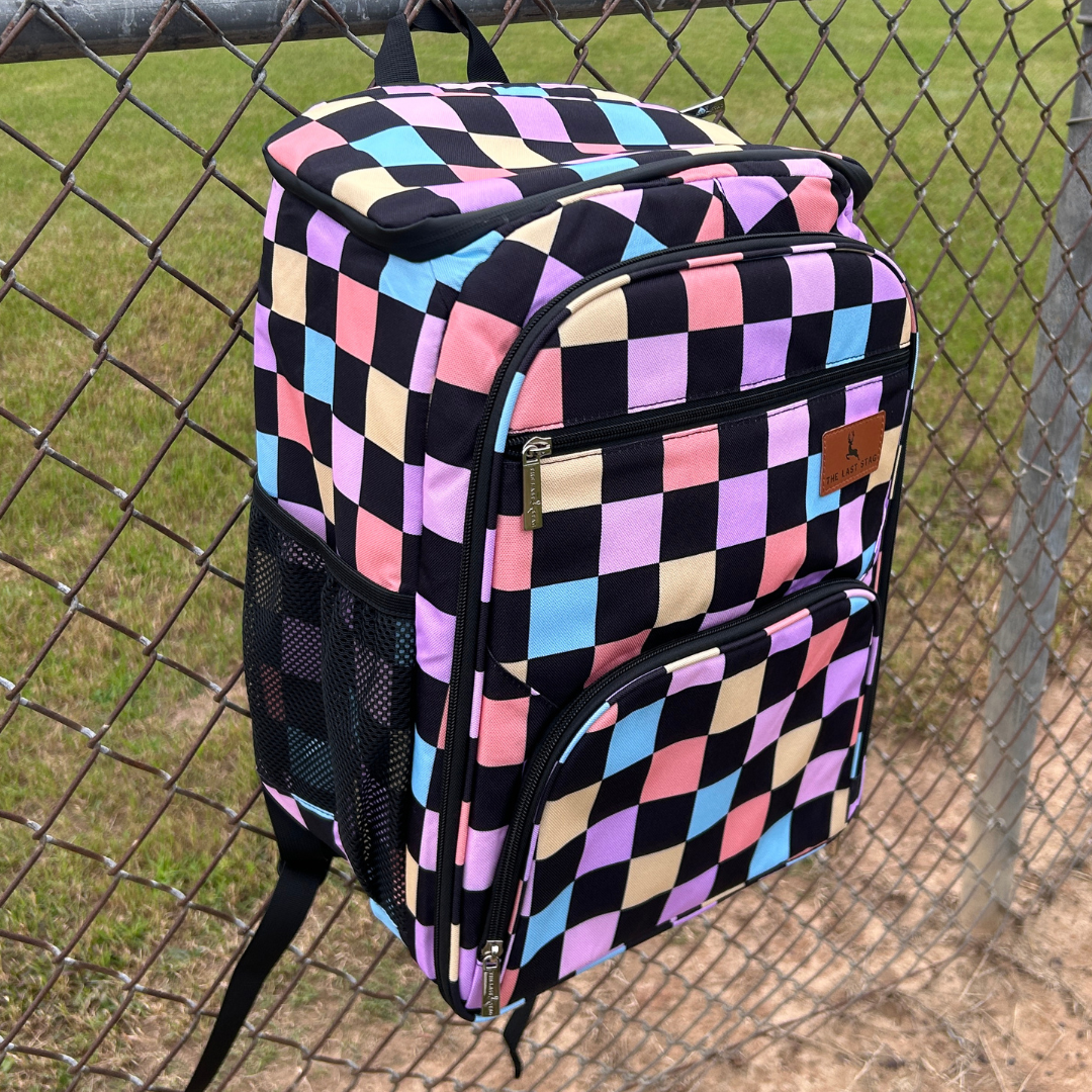 Retro Checkerboard Backpack Cooler