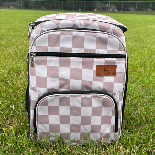 Speckled Beige Checkerboard Backpack Cooler