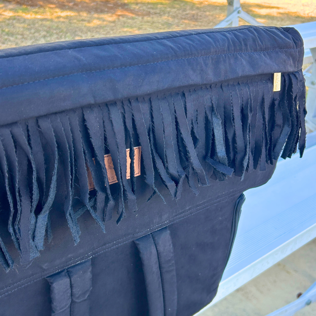 Black Suede with Fringe 23" Stadium Seat with Armrests