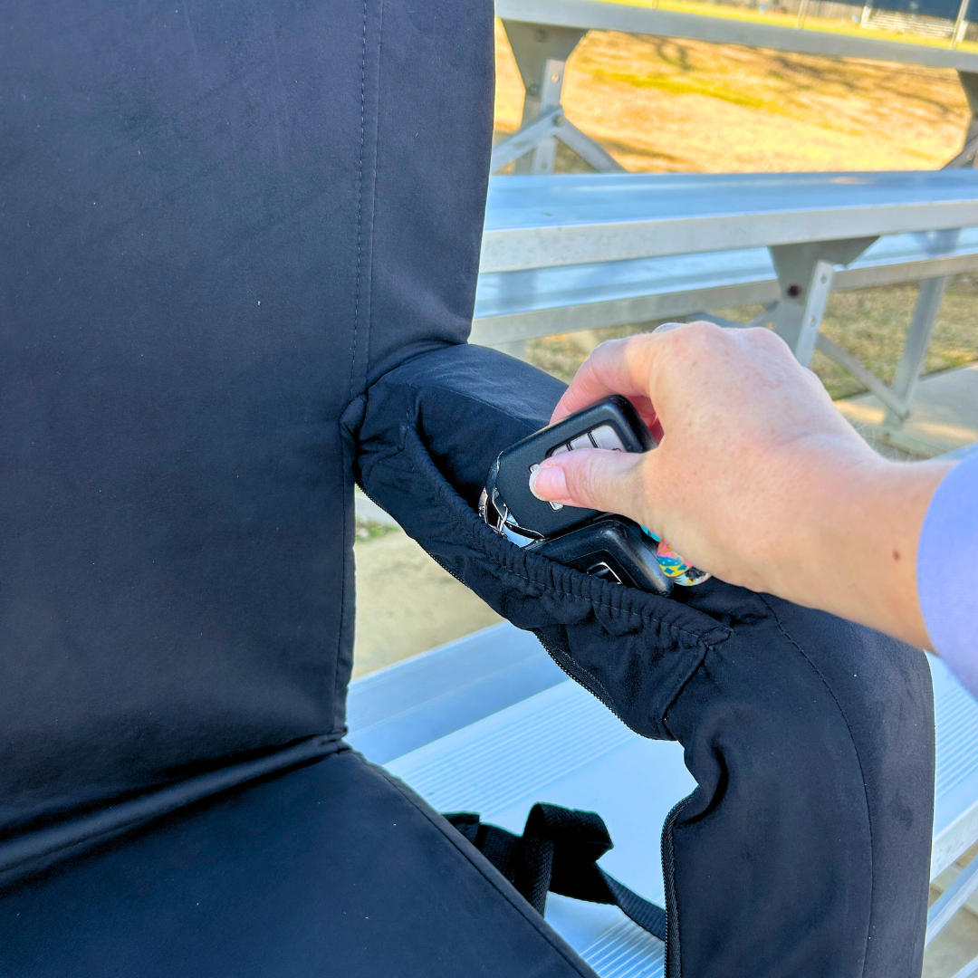 Black Suede with Fringe 23" Stadium Seat with Armrests