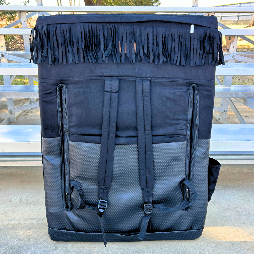 Black Suede with Fringe 23" Stadium Seat with Armrests