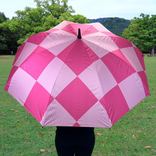Pink Checkerboard - UPF 50+ Large Golf Umbrella
