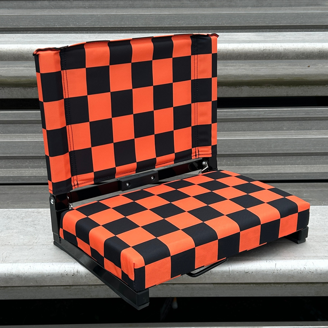 Orange Checkerboard Folding Stadium Seat