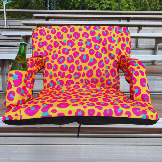 Neon Leopard Print 23" Stadium Seat with Armrests