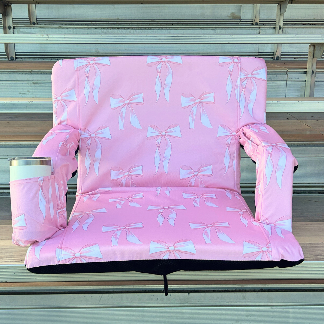 Pink Bows 23" Stadium Seat with Armrests