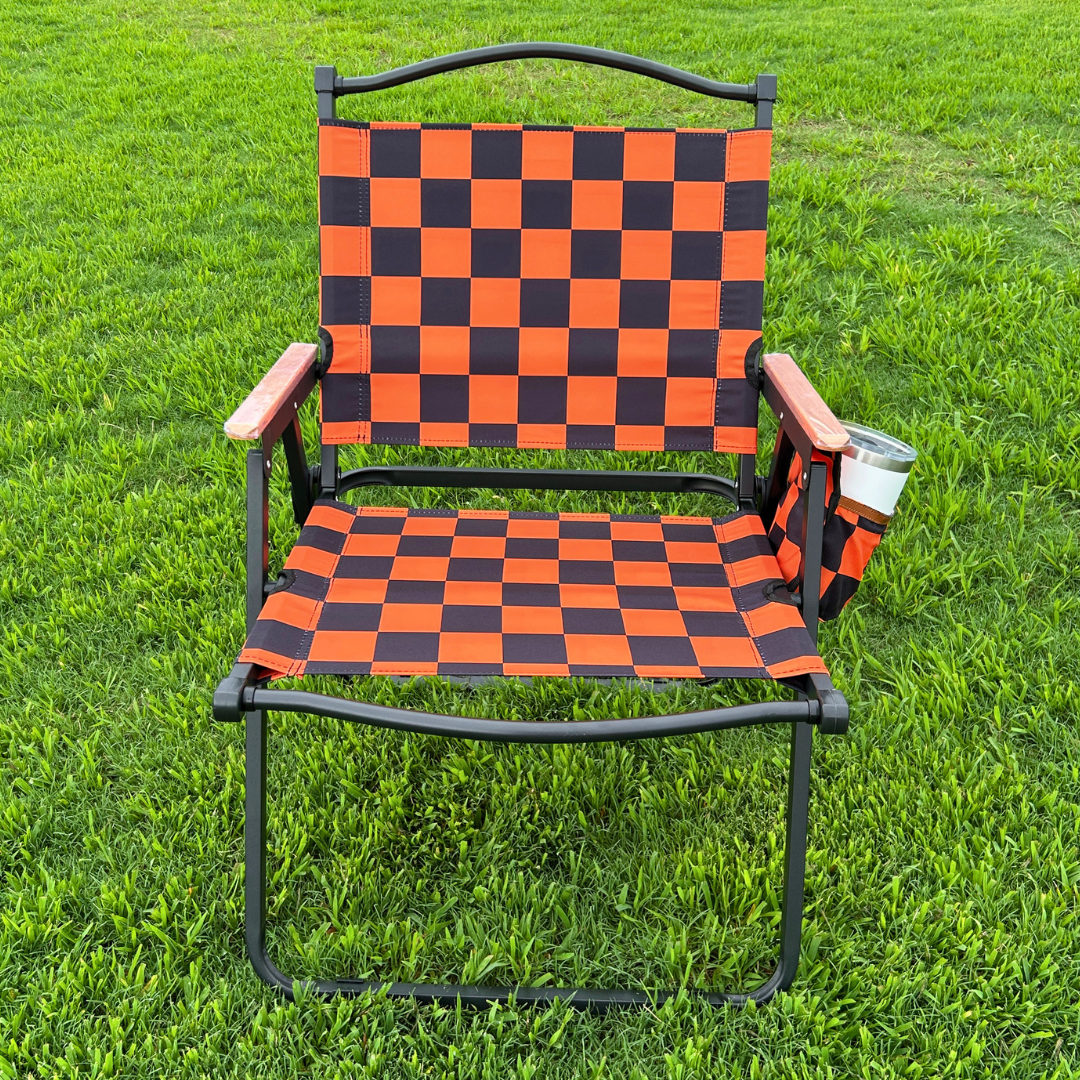 Orange Checkerboard Folding Lawn Chair