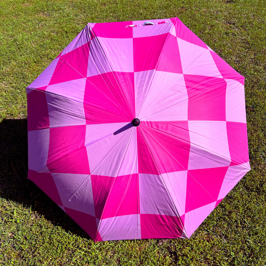 Pink Checkerboard - Large Golf Umbrella