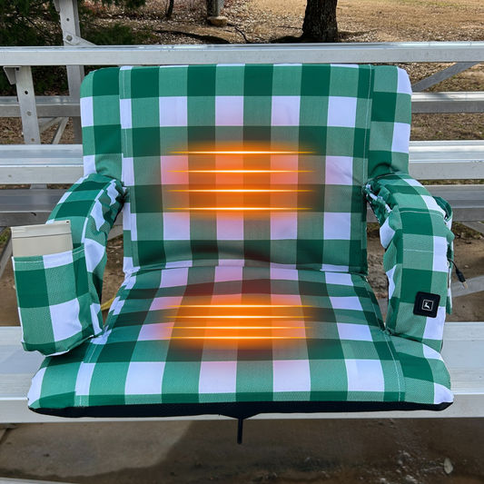 Heated Green Buffalo 23" Stadium Seat with Armrests