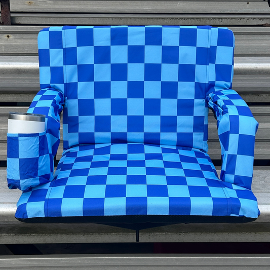 Blue Checkerboard 23" Stadium Seat with Armrests