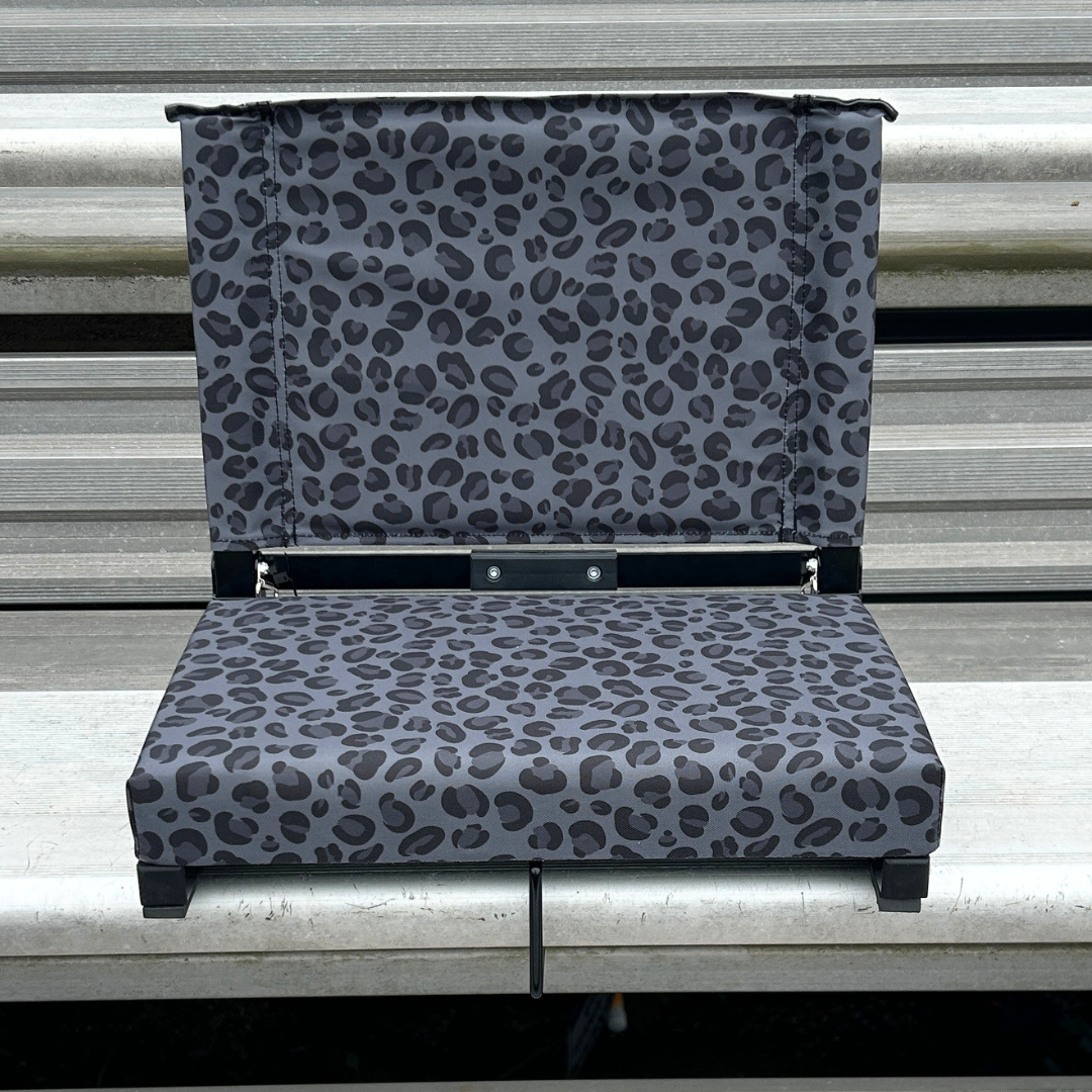 Black Leopard Print Folding Stadium Seat