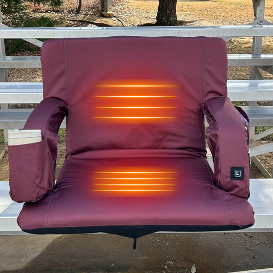Heated Maroon 23" Stadium Seat with Armrests