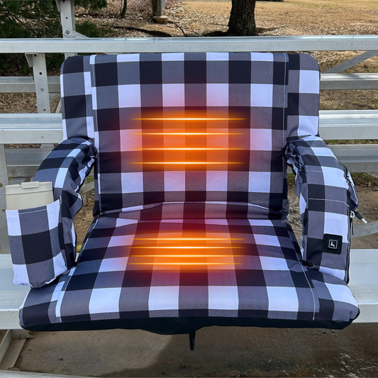 Heated Black Buffalo 23" Stadium Seat with Armrests