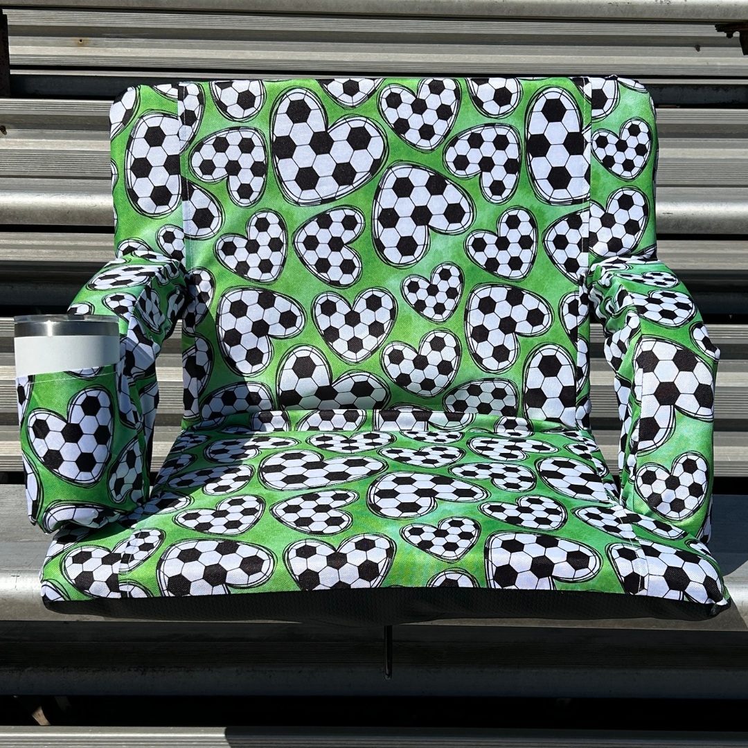 Soccer Hearts - Green 23" Stadium Seat with Armrests
