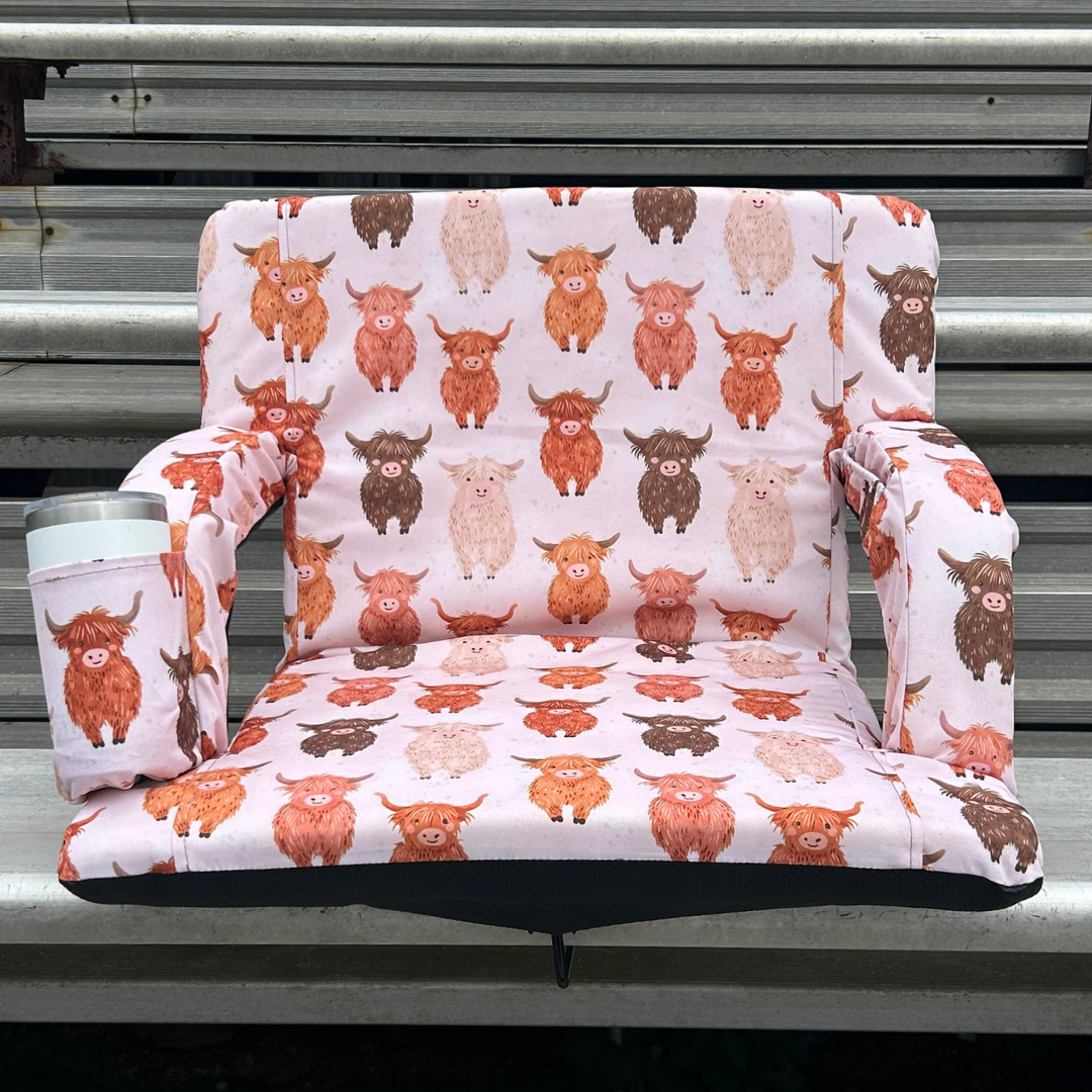 Highland Cows 23" Stadium Seat with Armrests