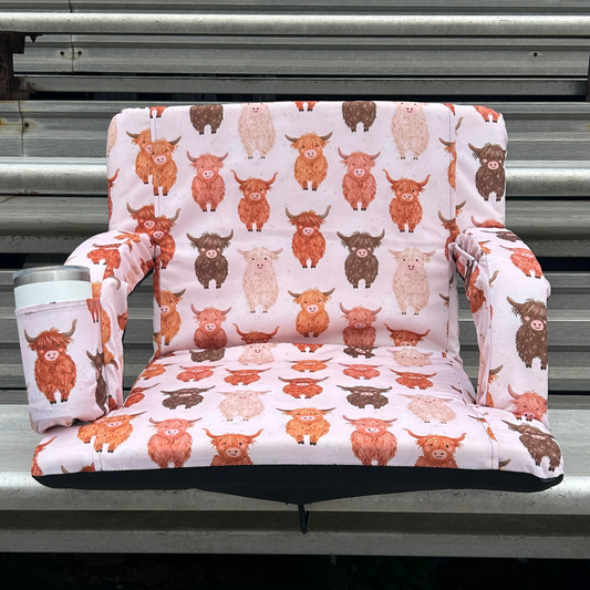 Highland Cows 23" Stadium Seat with Armrests