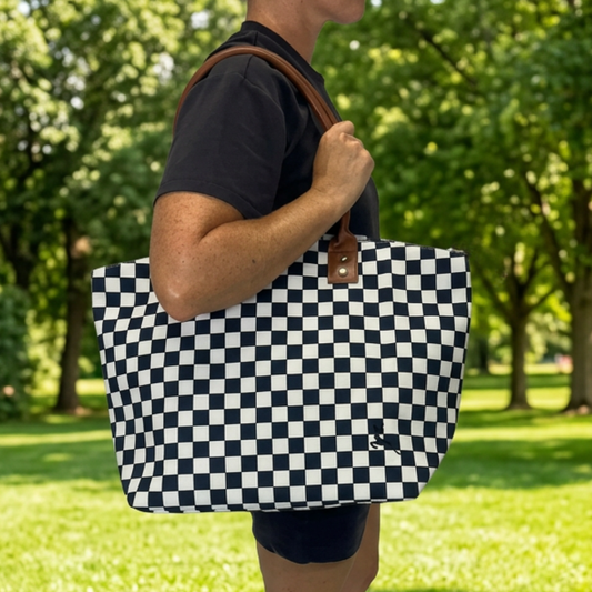 Black and White Checkerboard Tote Bag