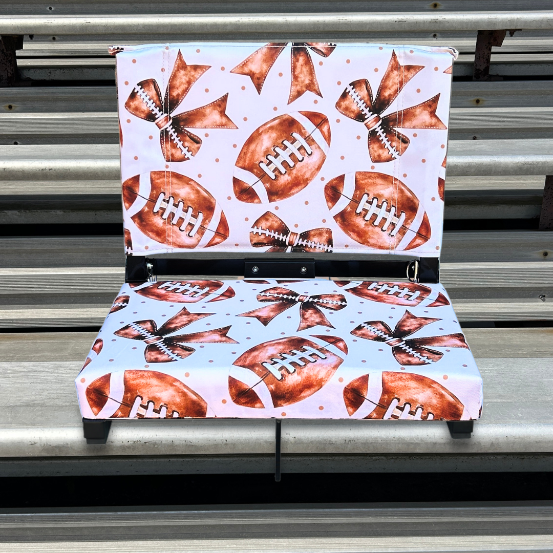 Footballs & Bows Folding Stadium Seat