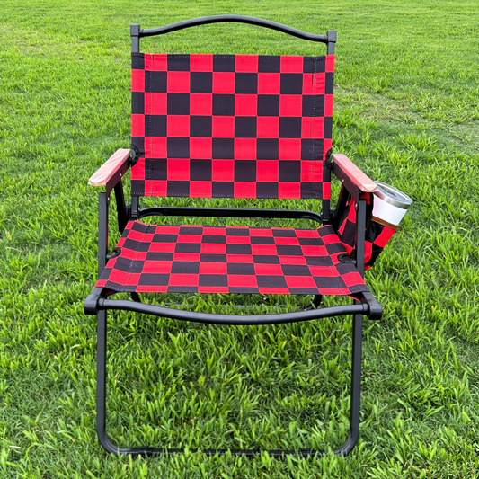Red Checkerboard Folding Lawn Chair