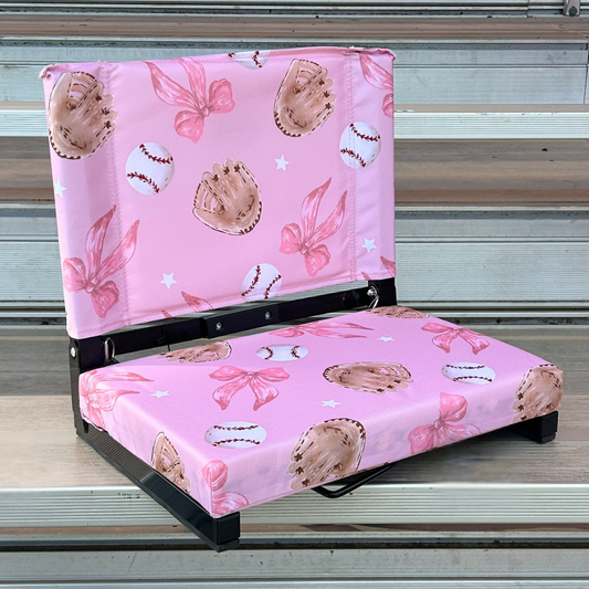 Baseballs & Bows Folding Stadium Seat