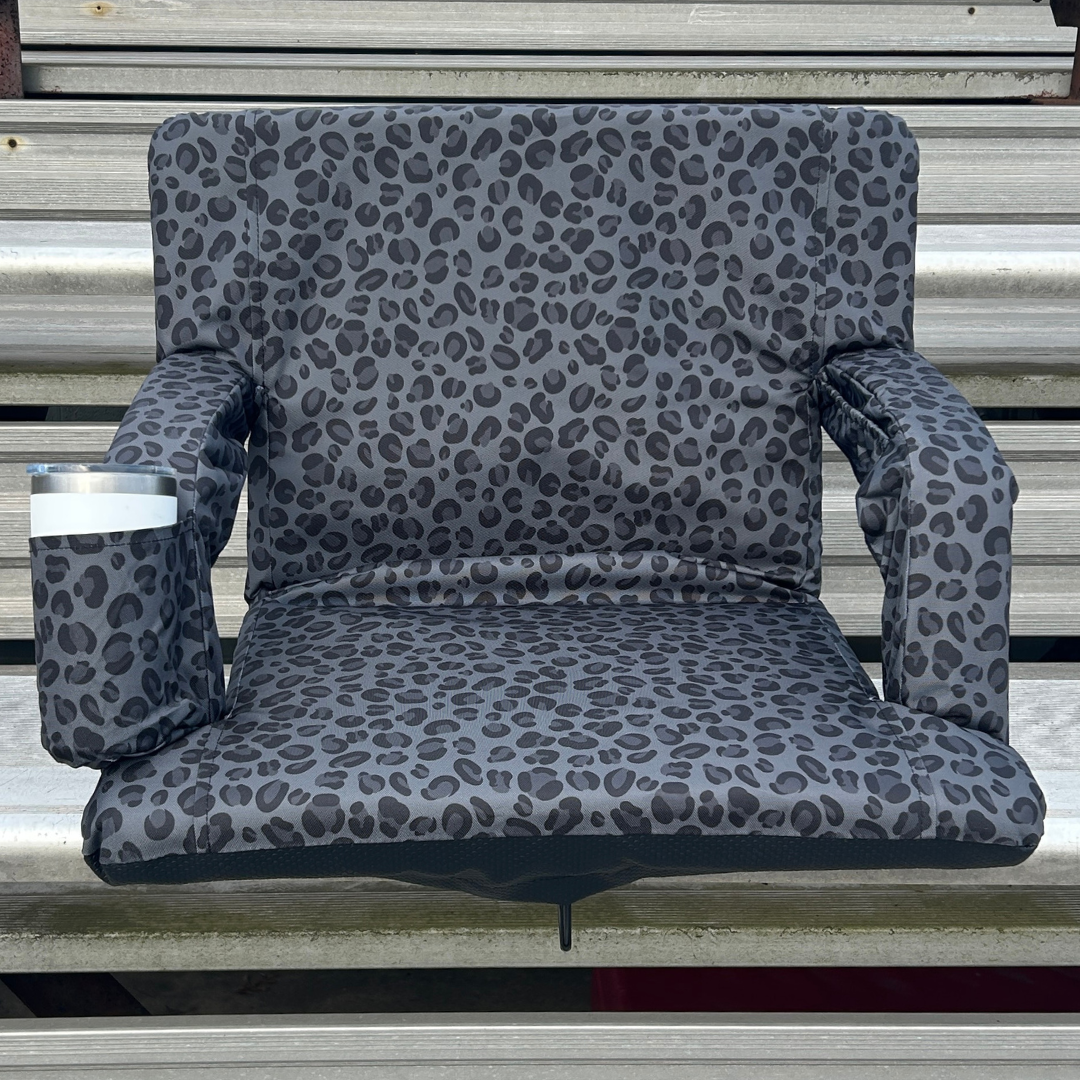 Black Leopard 23" Stadium Seat with Armrests