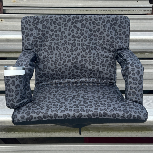 Black Leopard 23" Stadium Seat with Armrests