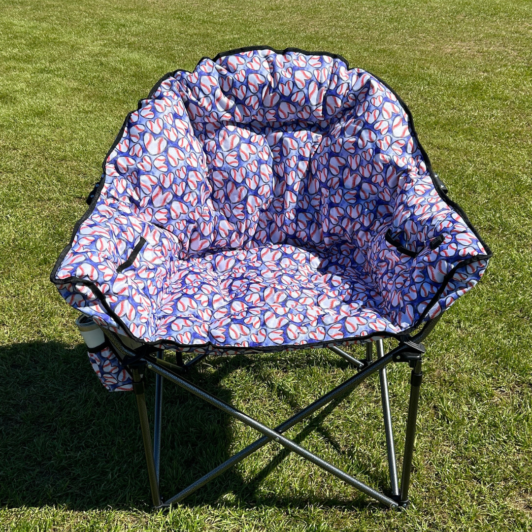 Baseball Hearts - Heated Sideline Chair