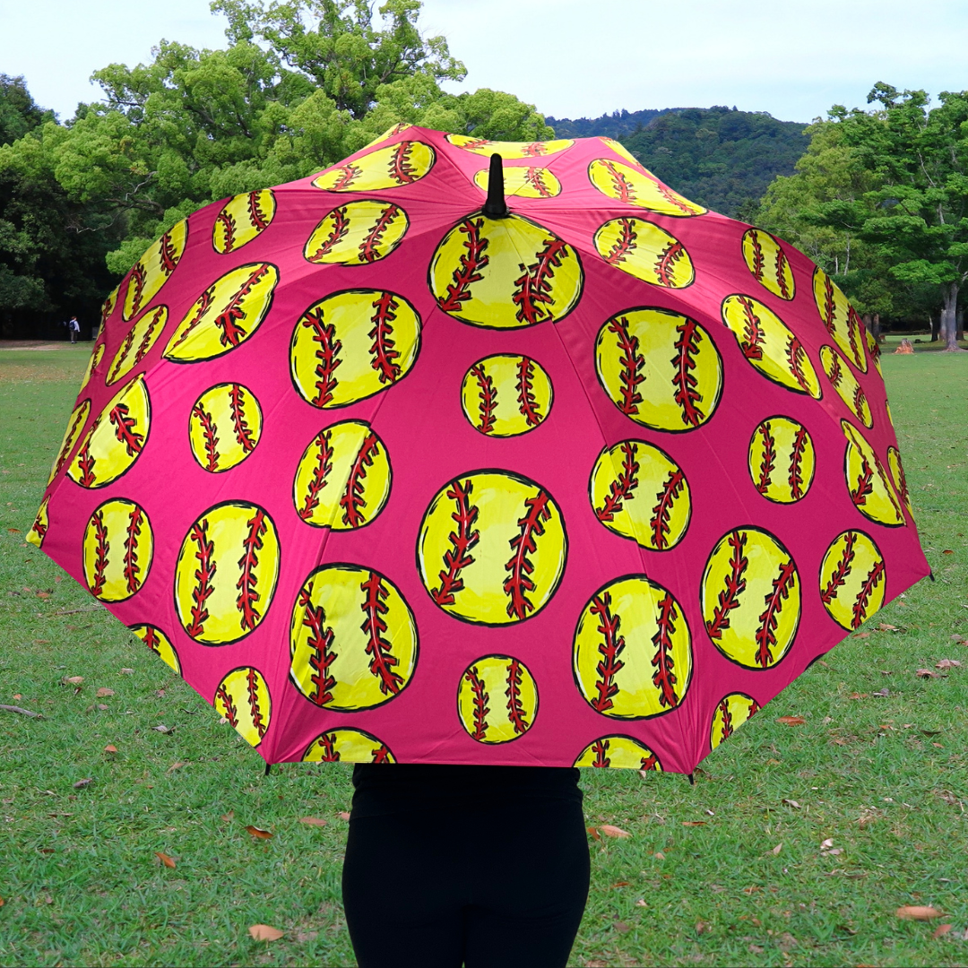 Softball Pink - UPF 50+ Large Golf Umbrella