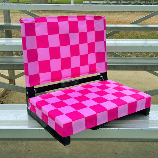 Pink Checkerboard Folding Stadium Seat