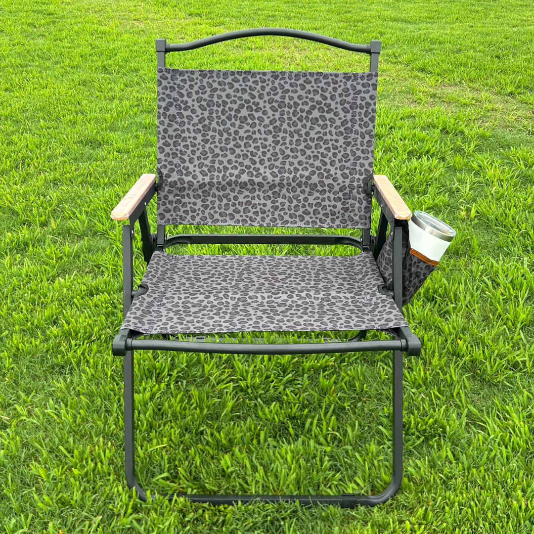 Black Leopard Folding Lawn Chair