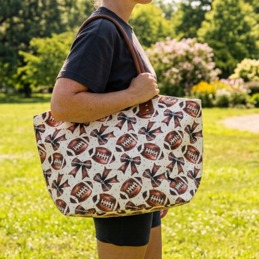 Footballs & Bows Tote Bag