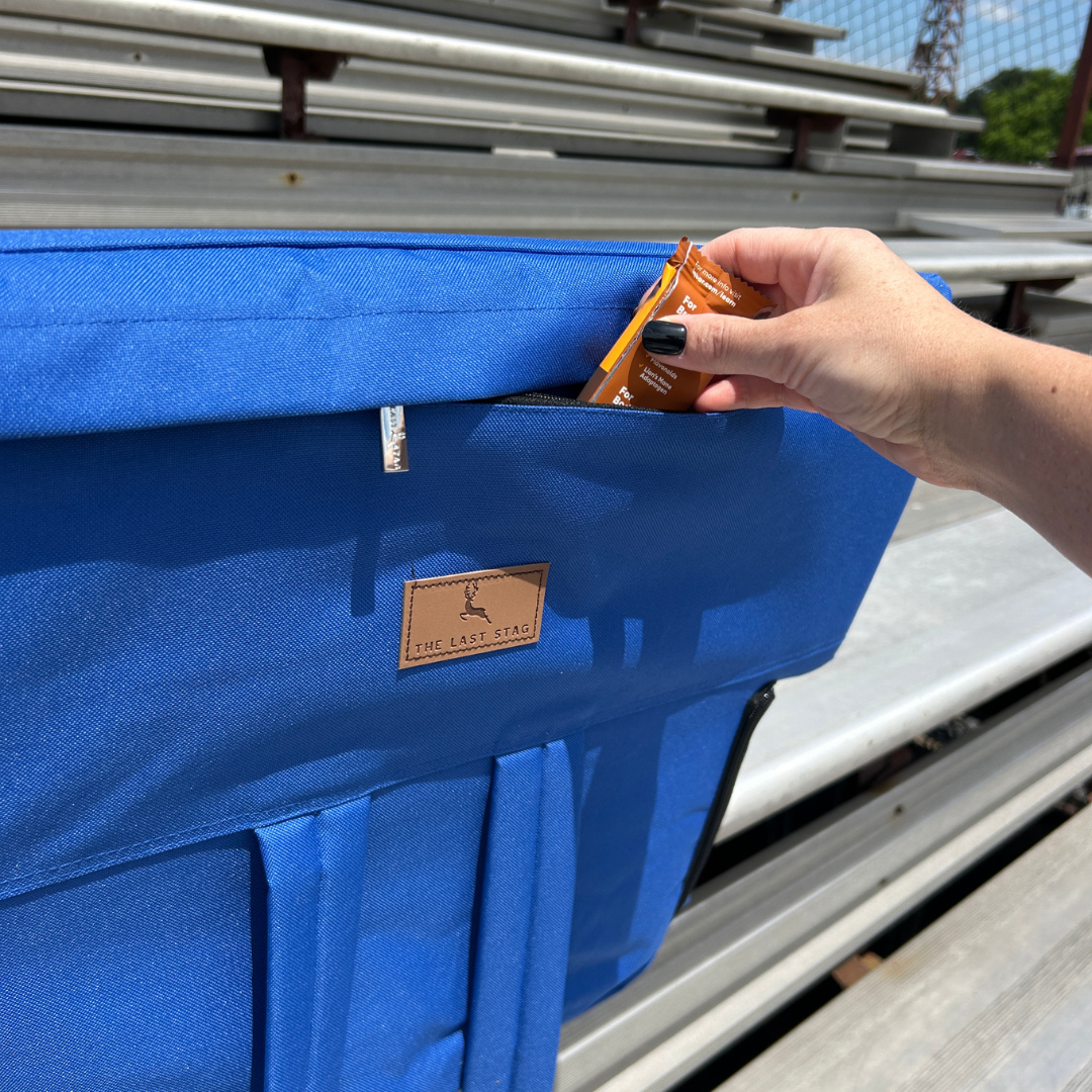 Heated Blue 23" Stadium Seat with Armrests
