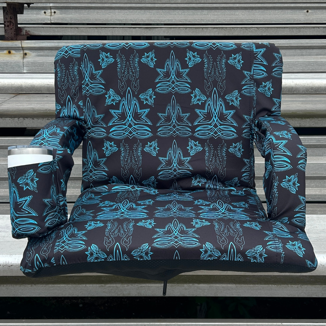 Turquoise Top Stitch 23" Stadium Seat with Armrests