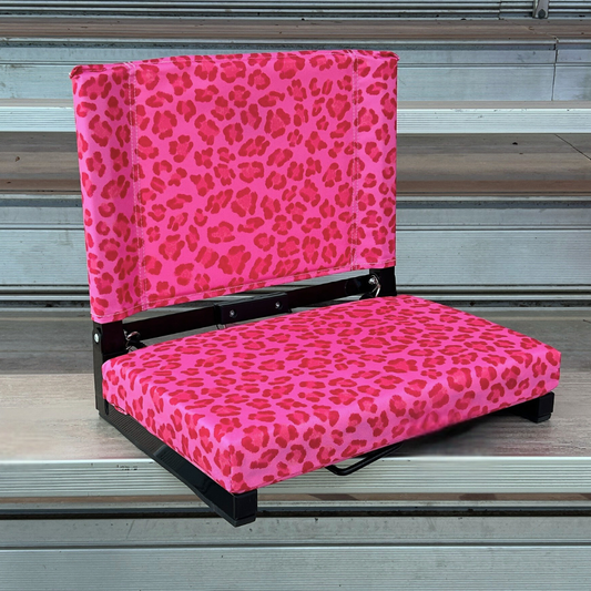 Pink Leopard Folding Stadium Seat