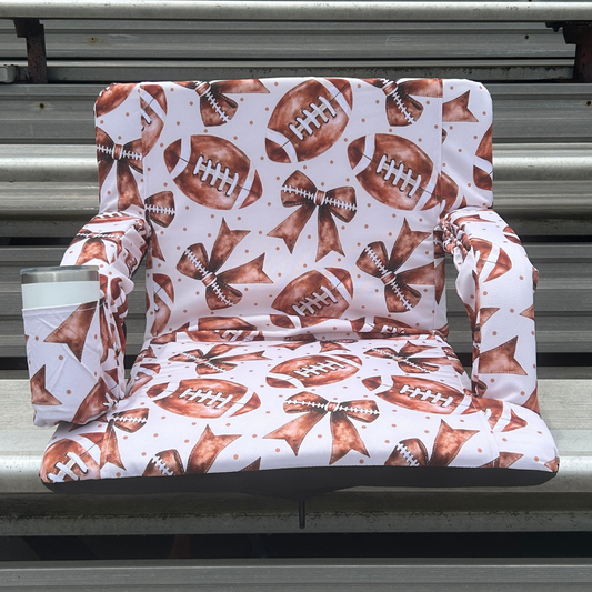 Footballs & Bows 23" Stadium Seat with Armrests