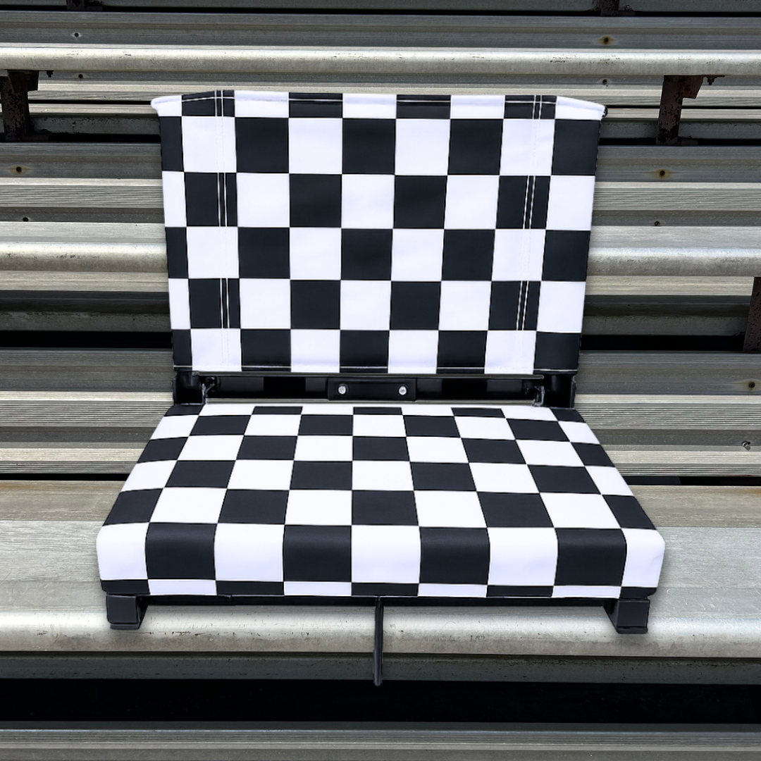 Black and White Checkerboard Folding Stadium Seat