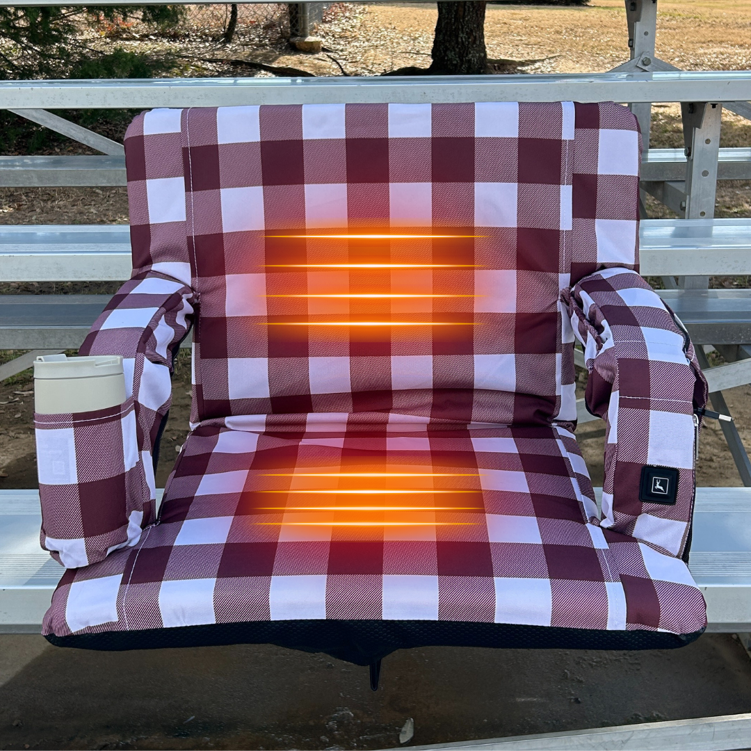 Heated Maroon Buffalo 23" Stadium Seat with Armrests