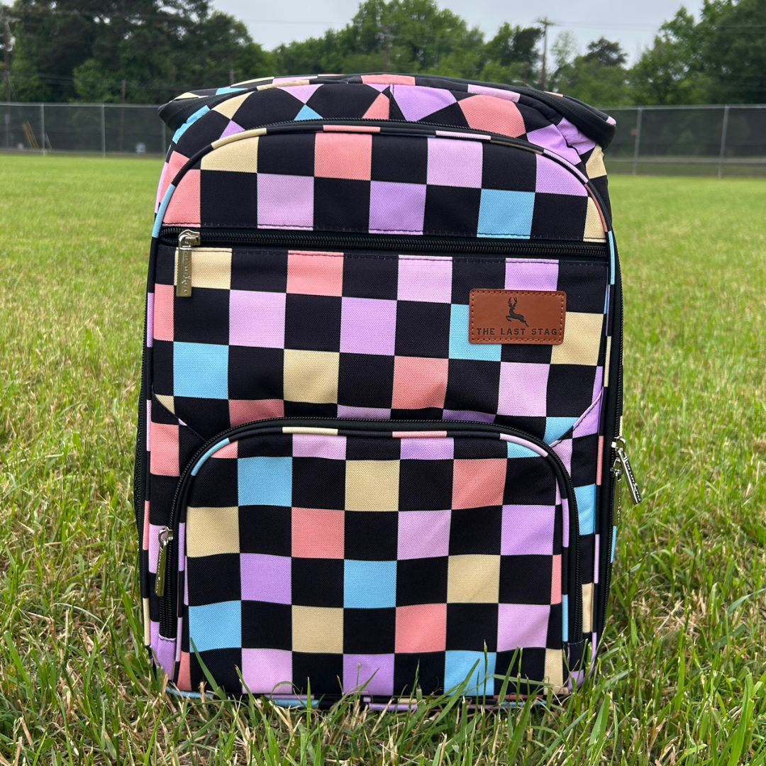 Retro Checkerboard Backpack Cooler
