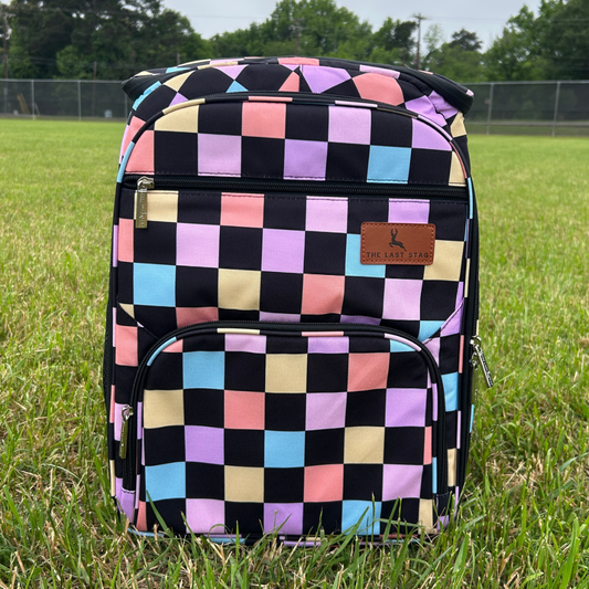 Retro Checkerboard Backpack Cooler