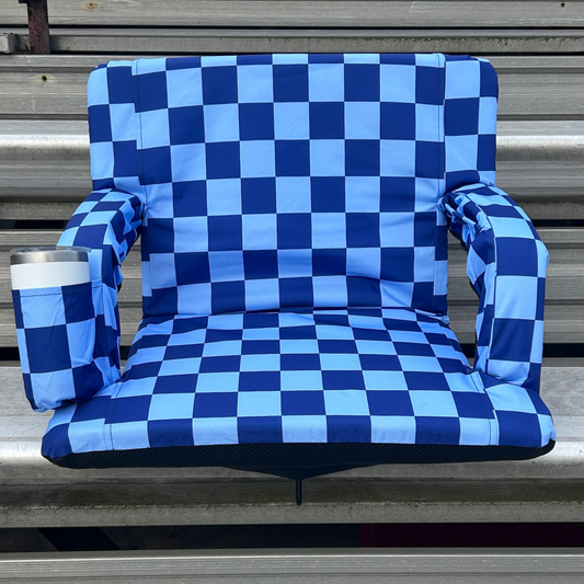 Navy Checkerboard 23" Stadium Seat with Armrests