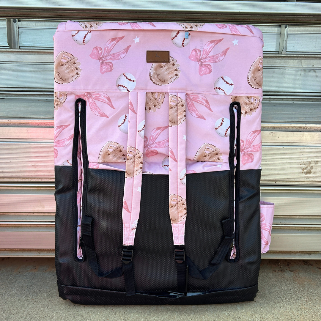 Baseballs & Bows 23" Stadium Seat with Armrests