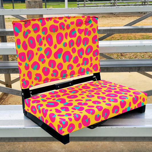 Neon Leopard Print Folding Stadium Seat